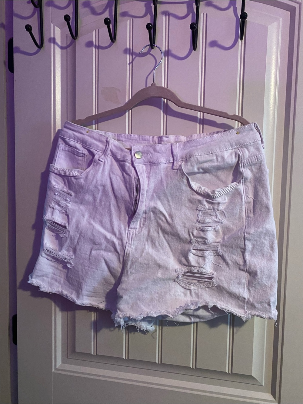 White Distressed Women's Denim Shorts